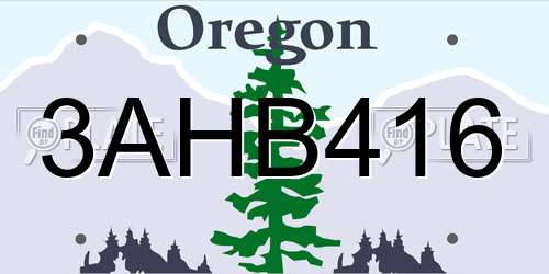 3AHB416 Oregon License Plate