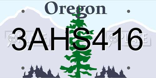3AHS416 Oregon License Plate