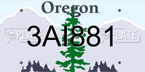 3AI881 Oregon License Plate