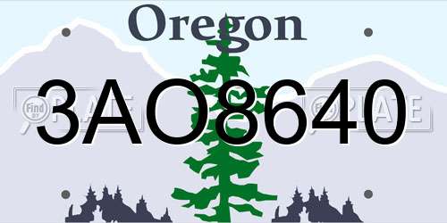 3AO8640 Oregon License Plate