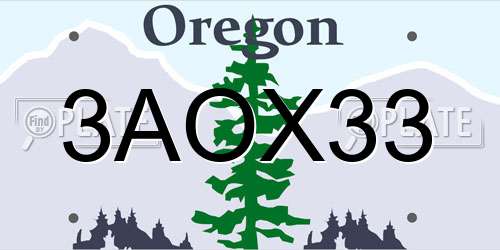 3AOX33 Oregon License Plate