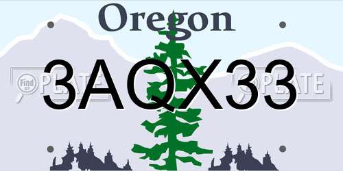3AQX33 Oregon License Plate