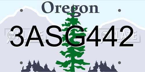 3ASG442 Oregon License Plate