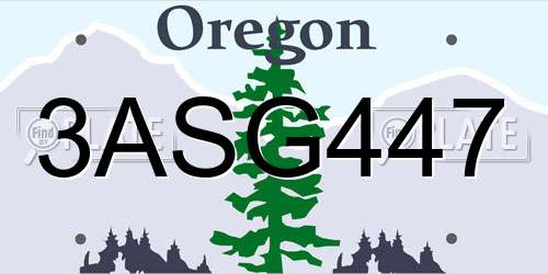 3ASG447 Oregon License Plate
