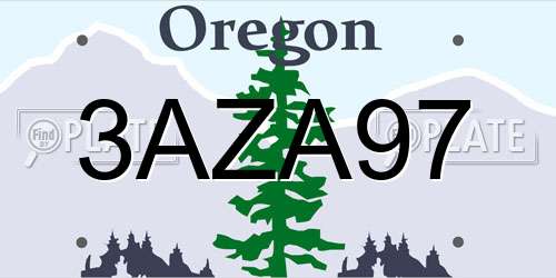 3AZA97 Oregon License Plate