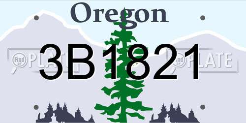 3B1821 Oregon License Plate