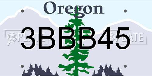 3BBB45 Oregon License Plate