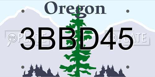 3BBD45 Oregon License Plate