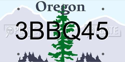3BBQ45 Oregon License Plate