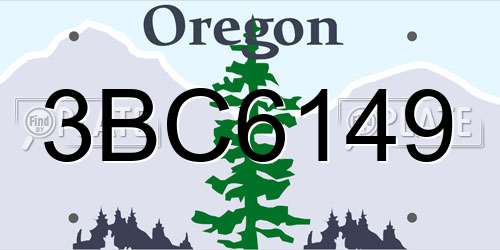 3BC6149 Oregon License Plate