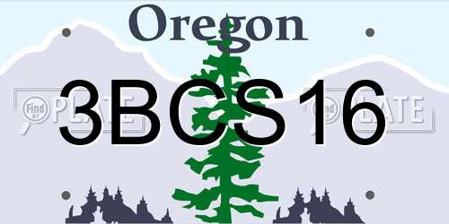3BCS16 Oregon License Plate