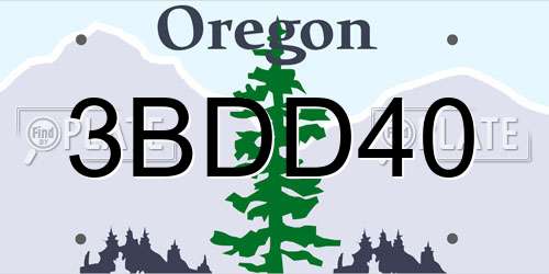 3BDD40 Oregon License Plate