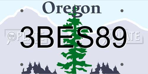 3BES89 Oregon License Plate
