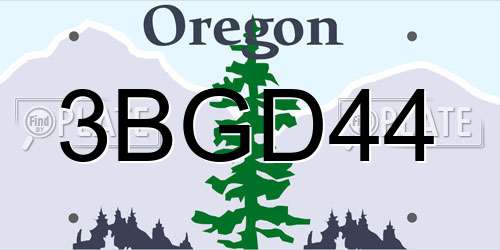 3BGD44 Oregon License Plate