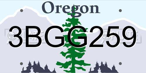 3BGG259 Oregon License Plate