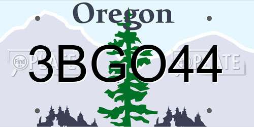 3BGO44 Oregon License Plate