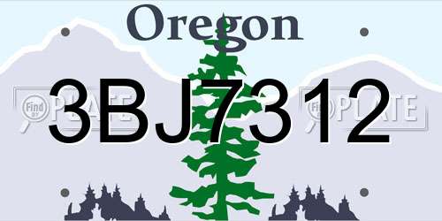 3BJ7312 Oregon License Plate