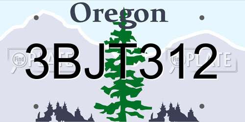 3BJT312 Oregon License Plate
