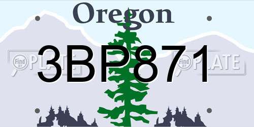 3BP871 Oregon License Plate