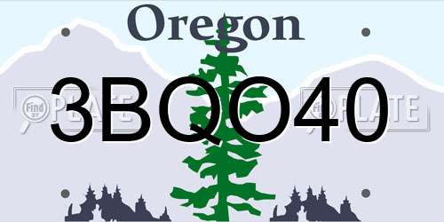 3BQO40 Oregon License Plate