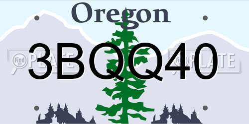 3BQQ40 Oregon License Plate