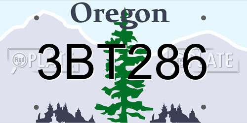 3BT286 Oregon License Plate