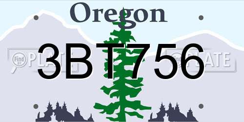 3BT756 Oregon License Plate