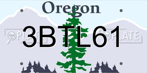3BTL61 Oregon License Plate