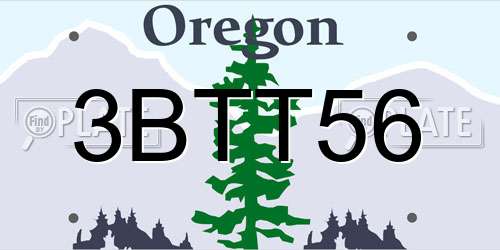 3BTT56 Oregon License Plate