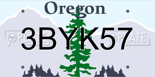 3BYK57 Oregon License Plate