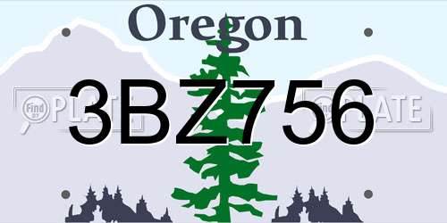 3BZ756 Oregon License Plate