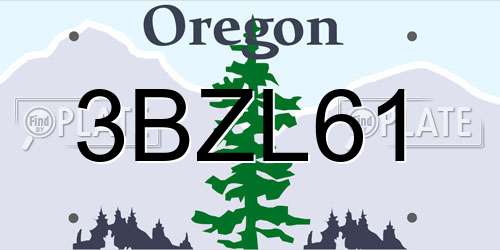 3BZL61 Oregon License Plate