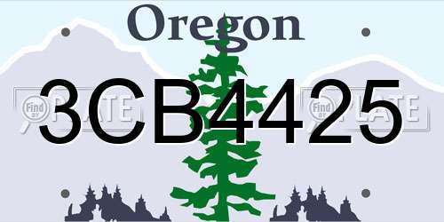 3CB4425 Oregon License Plate