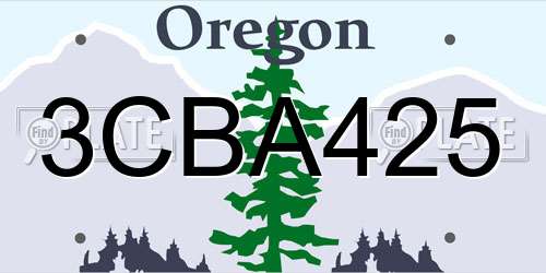 3CBA425 Oregon License Plate