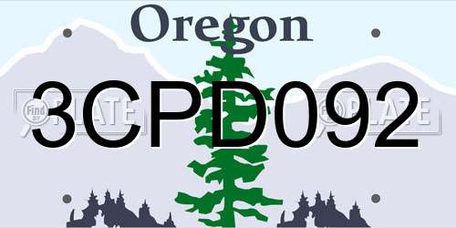 3CPD092 Oregon License Plate