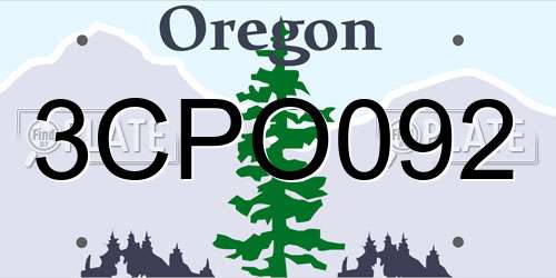 3CPO092 Oregon License Plate