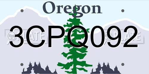3CPQ092 Oregon License Plate
