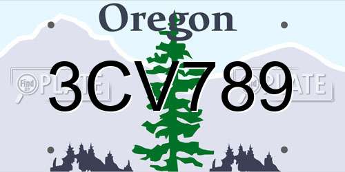 3CV789 Oregon License Plate