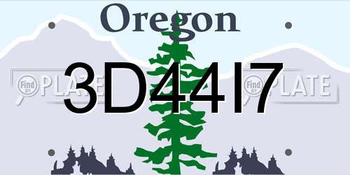 3D44I7 Oregon License Plate