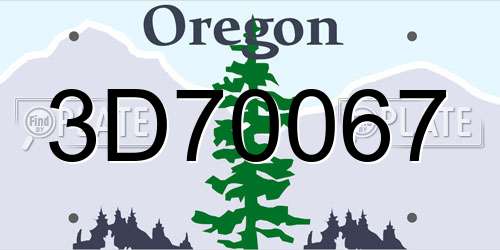 3D70067 Oregon License Plate