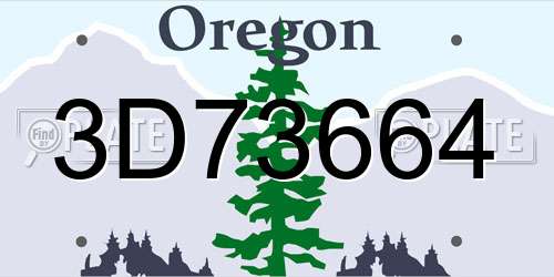 3D73664 Oregon License Plate