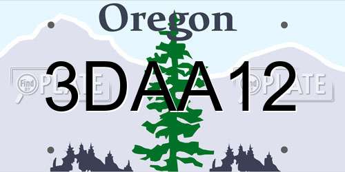 3DAA12 Oregon License Plate