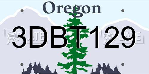 3DBT129 Oregon License Plate