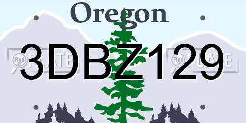 3DBZ129 Oregon License Plate