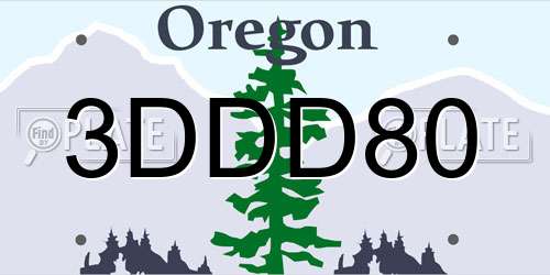 3DDD80 Oregon License Plate