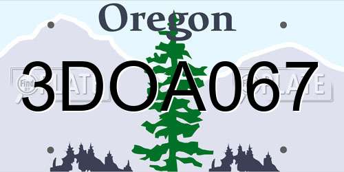 3DOA067 Oregon License Plate