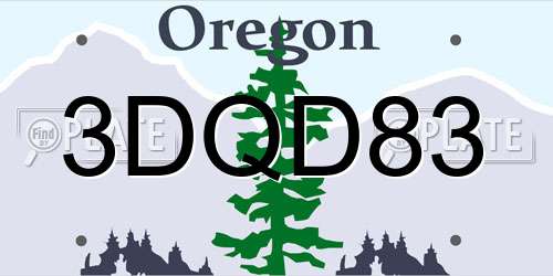 3DQD83 Oregon License Plate