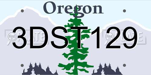 3DST129 Oregon License Plate