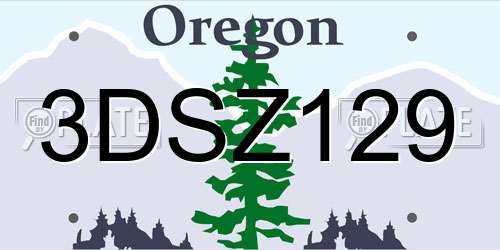3DSZ129 Oregon License Plate