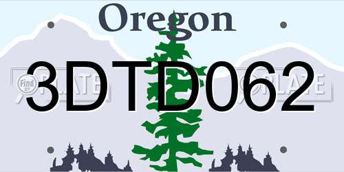 3DTD062 Oregon License Plate